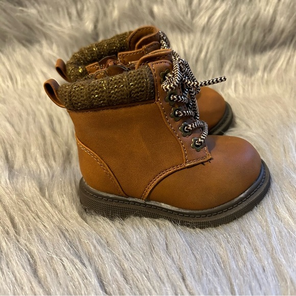 Wonder‎ Nation Hiker Boots Baby Toddler Girls Size 3 Brown Side Zip Booties - Picture 1 of 7